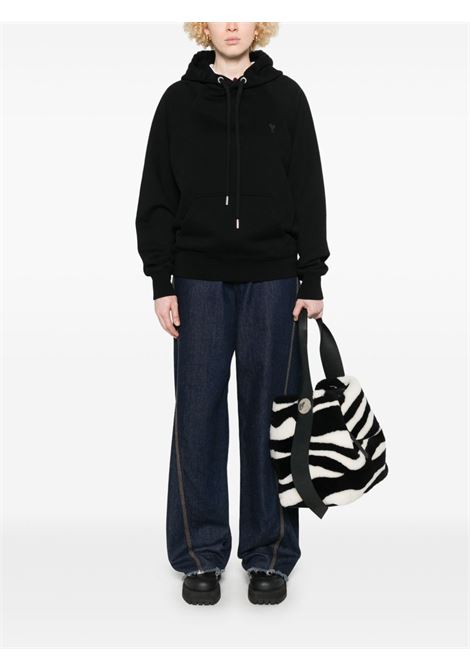 adc hooded sweatshirt unisex black AMI PARIS | USW274.747001